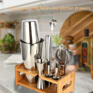 <span class=keywords><strong>Kit</strong></span> de barman 20oz 27oz Jigger Outils de bar à vin Shaker à <span class=keywords><strong>cocktail</strong></span> avec support en bambou - Product Image 4
