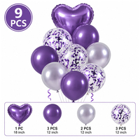 Ensemble de ballons pour centre de table de fête d'anniversaire, ballons en latex avec confettis et ballons en feuille d'aluminium en forme d'étoile et de cœur pour photos