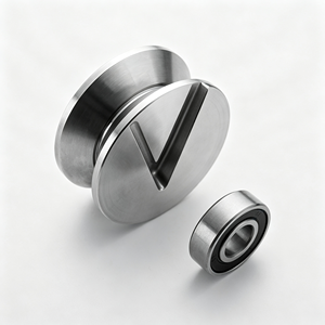 Rouleau de portail à rainure en V avec support, robuste, double roulement, en acier galvanisé, roulement fluide, certifié CE, OEM - Product Image 1
