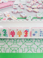 Mahjong américain sur le thème des vacances en bord de mer avec chariot de golf et jokers ananas - Acrylique écologique durable portable pour 4 joueurs