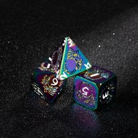 Jeu de dés polyédriques légers en émail bleu et or rose à motif écailles de dragon pour les jeux de rôle TCG Genius Invokation, dés sonores
