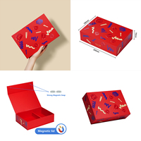 Caja de Regalo Magnética Roja Personalizada con Impresión de Grafiti a Color, Compartimento Dividido, Caja Magnética Plegable para Empaque de Té/Cabello/Belleza
