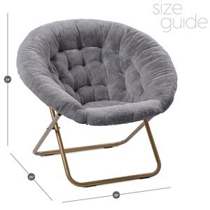 Klappbarer Kunst pelz Übergroßer Untertassen stuhl für Erwachsene, Wohnzimmer möbel Moderner Ei-Mond-Stuhl - Product Image 2