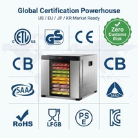 Déshydrateur alimentaire commercial à grande capacité avec 10 plateaux, puissance de qualité industrielle et minuterie numérique