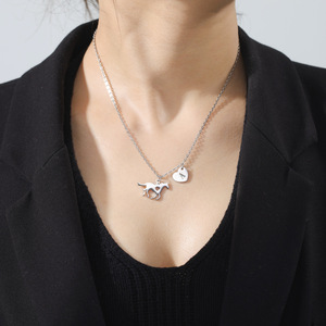 High Quality Stainless Steel <strong>Children</strong> Horse Lovers Jewelry Delicate Silver Pendant Heart 26 <strong>Initials</strong> Horse <strong>Necklace</strong> for Girls - Product Image 2