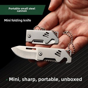 Mini cuchillo plegable de precisión, cañón portátil de acero inoxidable con llave de cadena colgante, cuchillo plegable afilado portátil - Product Image 2