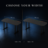Bureau de Gaming Électrique AOR à Double Moteur 160x70cm, Robuste, Commercial, Réglable en Hauteur, Charge 150kg-250kg, Grand Format Profond
