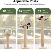 Arbre à chat moderne et élégant en pin blanc, avec perchoir de fenêtre et griffoir, hauteur réglable, design écologique et durable, grand modèle sans outils