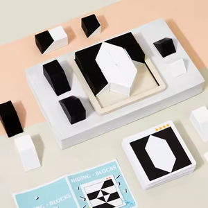 Juego de rompecabezas de bloques ocultos Mini juego de construcción en blanco y negro con más de 5 modos de juego Montessori Brain Toys - Product Image 5