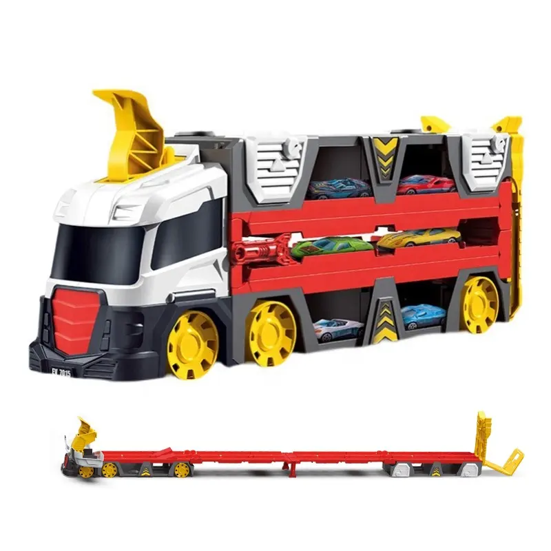 150cm di lunghezza modello in lega contenitore camion pressofuso espulsione deformazione auto lanciatore slot car storage set giocattolo per bambini gioco al coperto