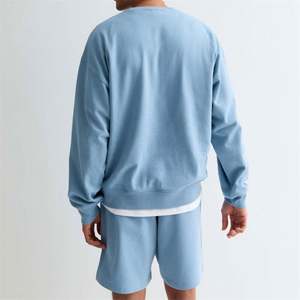 Ensemble sweat-shirt et short surdimensionnés en coton éponge à col ras du cou pour hommes pour l'automne - Product Image 4