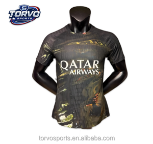 Camiseta de Fútbol Haute Couture Streetwear Noir 2026 Paris City Away Kit Negra y Dorada de Moda - Product Image 1
