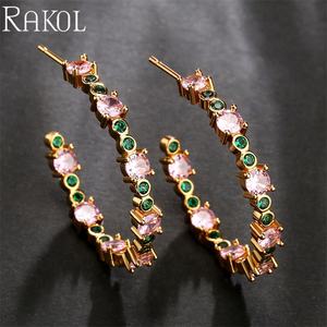 RAKOL EP5536 Trendy CC Style Silver-Plated Zircon Brass Fashion Shopping Wedding Pendientes de mujer - Product Image 5