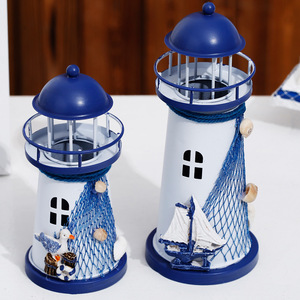 Adorno artesanal de Metal de estilo mediterráneo más vendido, modelo de <span class=keywords><strong>Faro</strong></span> de estaño Flash creativo, técnica pintada a mano - Product Image 5