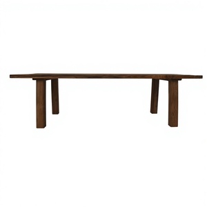 Mesa de Comedor de Estilo Rústico con Tablero de Madera Maciza Rectangular, Superficie de Acacia y Patas de Madera - Product Image 2