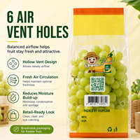 Transparante voedselveilige verpakkingen van plastic voor verse producten, op maat gemaakte logo's, CPP platte fruitzakken met ventilatiegaten