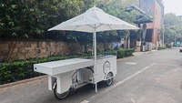 Chariot à main en acier inoxydable commercial, chariot à glaces, chariot mobile avec congélateur pour vendeurs de rue, restauration en plein air