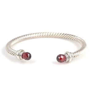 925 Sterling <b>Silver</b> Garnet Stone Twisted Romantic <b>Mens</b> <b>Bracelet</b> Handmade Turkish Jewelry NUSRET - Product Image 3