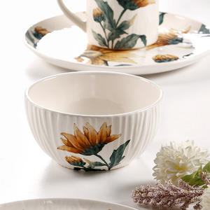Plato de cerámica europeo y americano de estilo francés para repostería occidental, juego creativo de platos, tazones y tazas para el hogar, diseño de girasoles - Product Image 3