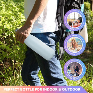 Bouteilles d'eau de sport portables Logo personnalisé 350ml 550ml 750ml Bouteille d'eau isolée à double paroi en acier inoxydable avec couvercle et corde - Product Image 5