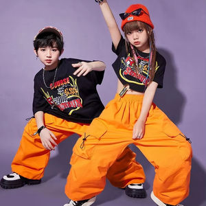 SXCCYH Conjunto de actuación de hip-hop para niños de moda Traje de baile callejero explosivo hermoso Mono y Diadema Hecho de algodón - Product Image 1