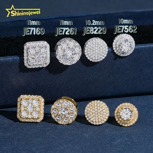 <span class=keywords><strong>Orecchini</strong></span> a Perno in Moissanite 10mm 11mm, Placcati in <span class=keywords><strong>Oro</strong></span> <span class=keywords><strong>Vero</strong></span>, Stile Hip Hop, Argento 925, Disponibili in Magazzino Locale Americano - Product Image 3