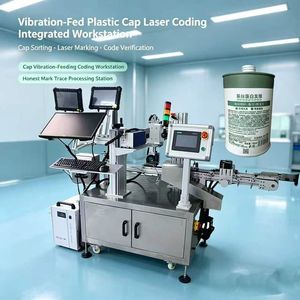 Machine de marquage laser haute vitesse pour emballages cosmétiques avec fonction de marquage de codes QR micro UV GS1 et prévention des copies en ligne - Product Image 1