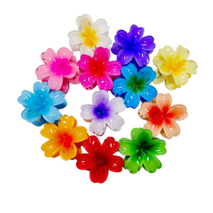 Pince à cheveux colorée en forme de fleur à cinq feuilles, 7,5 cm, design bicolore pour femmes et filles - Product Image 4