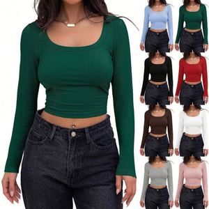 I-0703 Nueva Camiseta de Mujer de Manga Corta con Cuello Redondo, Estilo Europeo Americano, Tejido Regular de Poliéster, con Rayas en el Pecho - Product Image 1