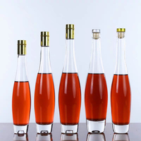 Bouteille de vin en verre à fond épais de forme ronde transparente de haute qualité 175ml 275ml 375ml 500ml avec bouchon à vis ou bouchon en caoutchouc