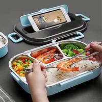 Boîte à lunch en acier inoxydable, boîte bento à 4 compartiments, écologique, compatible micro-ondes, passe au lave-vaisselle, style américain, carrée, multifonctionnelle