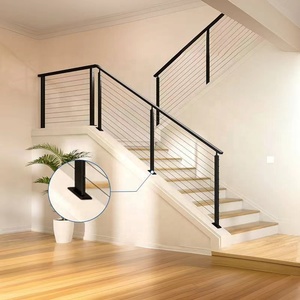 Modern Design Black <strong>Metal</strong> <strong>Handrails</strong> <strong>for</strong> Outdoor <strong>Steps</strong> &amp; Front Porch Wire Railing Deck Railings Durable Steel <strong>Handrail</strong> <strong>for</strong> Stairs - Product Image 5