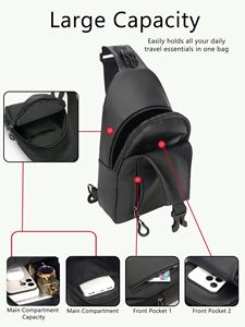 Bolso Bandolera Impermeable para <span class=keywords><strong>Hombre</strong></span>, Bolso <span class=keywords><strong>de</strong></span> Pecho, Bolso Cruzado con Carga USB para <span class=keywords><strong>Hombre</strong></span> - Product Image 3