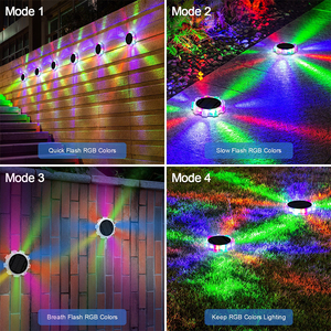 ไฟรั้วโซลาร์เซลล์ RGB LED 9 ชิ้น กันน้ำ IP65 แสงส่อง 360 องศา สำหรับภายนอกอาคาร ชาร์จไฟได้ ติดตั้งบนพื้นและผนัง - Product Image 3