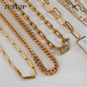 Conjunto de Collar con Colgante de Cadena de Eslabones de Acero Inoxidable con Baño de Oro y Plata, Largo, Unisex, OEM/Venta al por Mayor, Personalizado, de Moda - Product Image 4