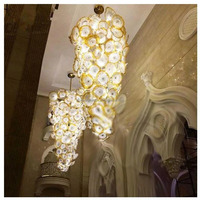 Lustre de luxe en verre soufflé artisanal de Murano, grande plaque florale, éclairage artistique moderne pour hall d'hôtel et salle de banquet
