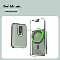Batterie externe magnétique à charge rapide PD 22,5 W avec câble intégré, 10000 mAh, charge sans fil 15 W, avec écran numérique et support