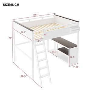 Dormitory <b>Bed</b> With Desk And Storage Shelf White <b>Space</b> <b>Saving</b> Bedroom Furniture For Children Adults Elderly - Product Image 4