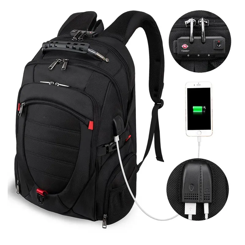 Mochilas – sac d'école pour étudiants, chargeur usb intelligent, anti-vol, sacs à dos pour ordinateur portable avec serrure
