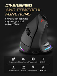 Souris verticale ergonomique <span class=keywords><strong>ZELOTES</strong></span> F18, souris sans fil 2.4G, 24000 DPI avec programmation, souris de jeu pour PC, ordinateur portable - Product Image 2