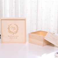 Boîte à souvenirs en bois avec couvercle coulissant, boîte cadeau en bois brut, boîte de rangement de bureau pour souvenirs de mariage, photos, cosmétiques, artisanat