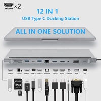 Station d'accueil USB-C vers HDMI 12-en-1, Hub USB C Type-C multiport avec double HDMI