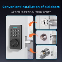 Serrure de porte intelligente Rixiang MS01 TTLOCK, contrôle par application IP, prise en charge du SDK Cloud, en alliage d'aluminium, déverrouillage par mot de passe/clé/application, pour portes en bois