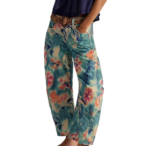 Fitspi Women Vintage Print Wide Leg Jeans Retro Paisley <strong>Floral</strong> High Waisted Denim Pants Casual Loose Straight <strong>Trousers</strong> for <strong>Ladie</strong> - Product Image 5