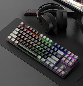 Nhà máy bán tùy chỉnh có dây RGB 87 phím cơ khí Bàn phím chơi game cho máy tính