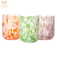 Verre à boire artisanal en verre moucheté coloré 420 ml style Murano – Gobelet artistique pour jus, café glacé, cocktail