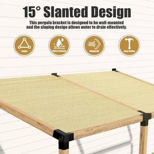 Kit de supports muraux pour pergola à toit incliné à 15 ° Supports pour pergola à 3 voies pour poutres en bois de 4 "x 4" - Product Image 5
