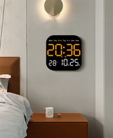 Jam Dinding Digital LED dengan Cermin, Kecerahan Layar Dapat Diatur, Timer, Alarm, Dekorasi Rumah dan Kantor