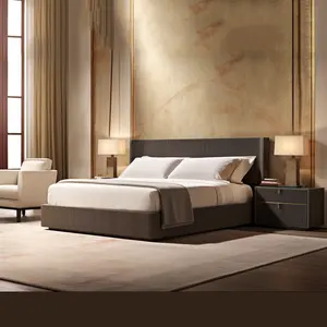 Set di mobili per camere da letto in legno di lusso con piattaforma in legno queen size set di camere da letto