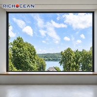Fenêtre panoramique fixe en aluminium RICHOCEAN sur mesure, à économie d'énergie, étanche, avec verre Low-E, grande fenêtre panoramique pour villa